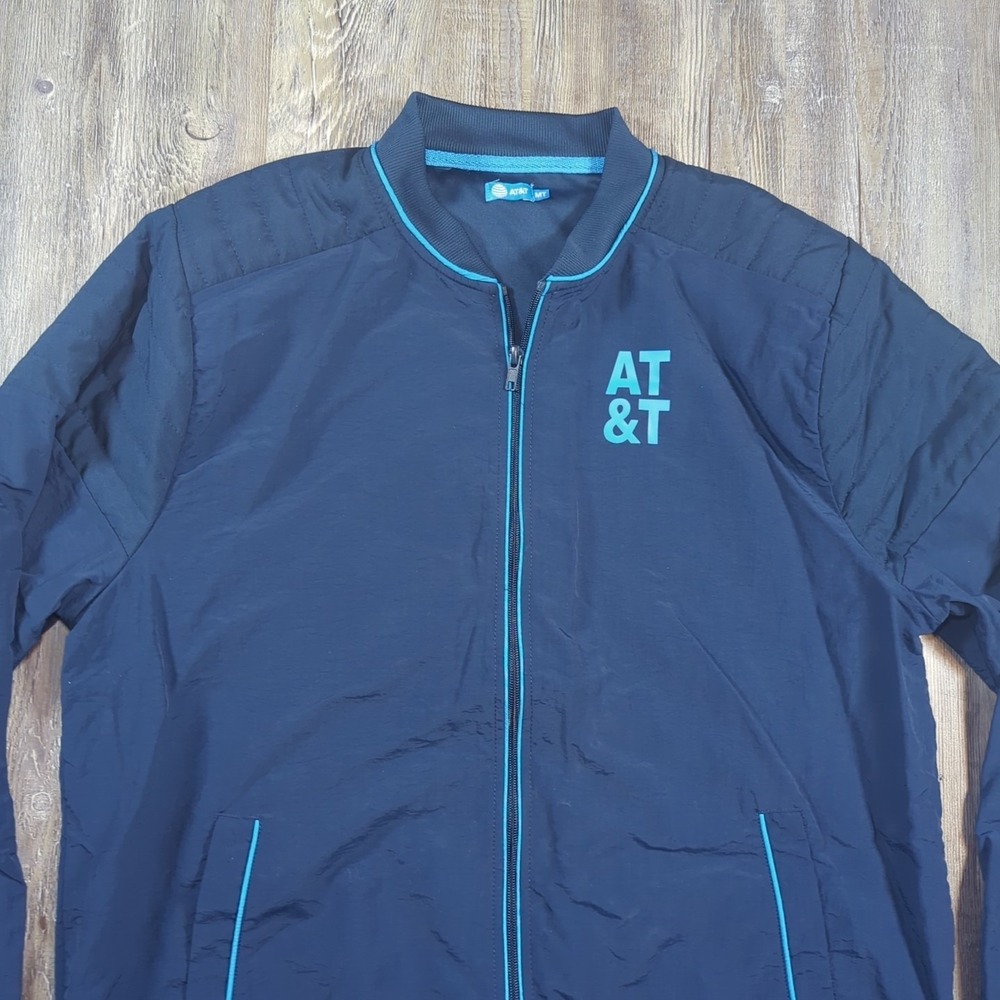 AT&T Jacket Mens Medium Tall Blue Work Uniform Anthony Bomber Windbreaker Work - Picture 4 of 12